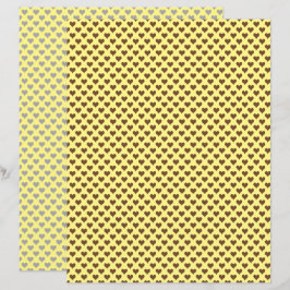 Tiny Hearts Brown Yellow Scrapbook Paper
