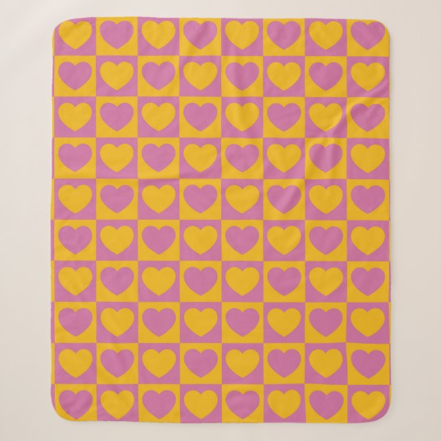 Tiny hearts chess grid seamless pattern. Cute litt Sherpadecke (Vorderseite)