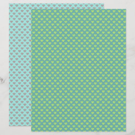 Tiny Hearts Green Yellow Scrapbook Paper