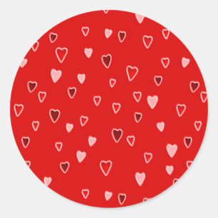Tiny Hearts on Red Runder Aufkleber
