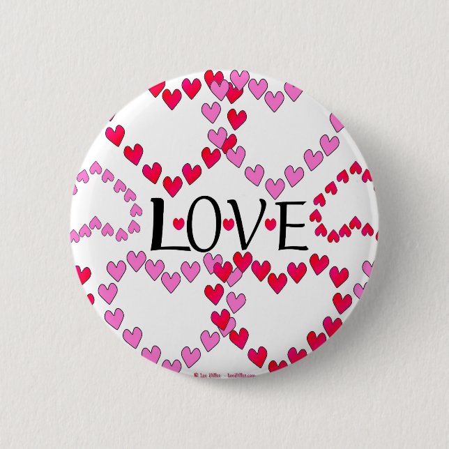 Tiny Hearts Pink Red LOVE Button (Vorderseite)