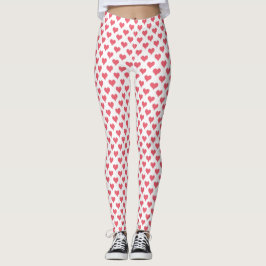 Tiny Hearts Red White Leggings
