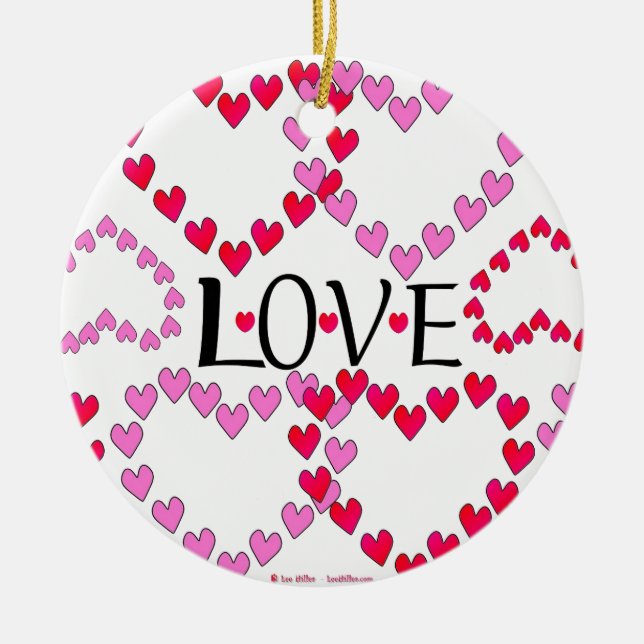 Tiny Hearts Rosa LIEBE Keramik Ornament (Vorne)