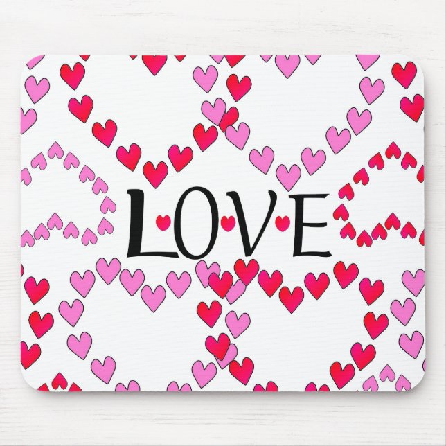 Tiny Hearts Rosa LIEBE Mousepad (Vorne)