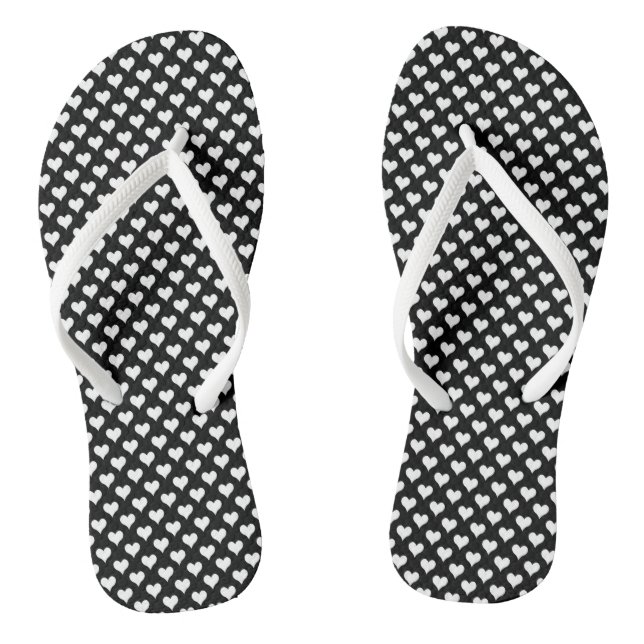 Tiny Hearts Schwarz-weiße Flip Flops (Fußbett)