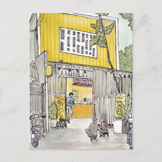 Tiny House D3 Saigon Vietnam Watercolor Postkarte (Vorderseite)
