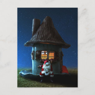 TINY HOUSE SANTA FANTASY POSTCARD POSTKARTE