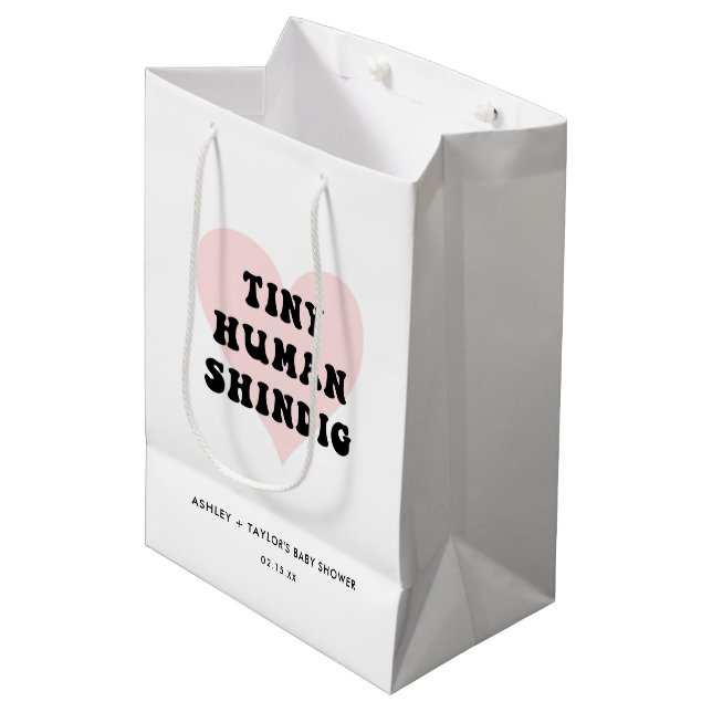 Tiny Human Shindig Modern Baby Dusche Mittlere Geschenktüte (Vorderseite Schrägansicht)