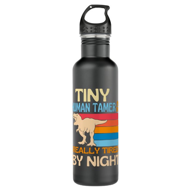 Tiny Human Tamer By Day Tired By Night Edelstahlflasche (Vorderseite)