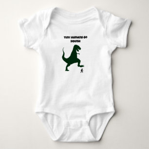 Tiny Humans Go Squish Funny Dinosaur Cartoon Baby Strampler
