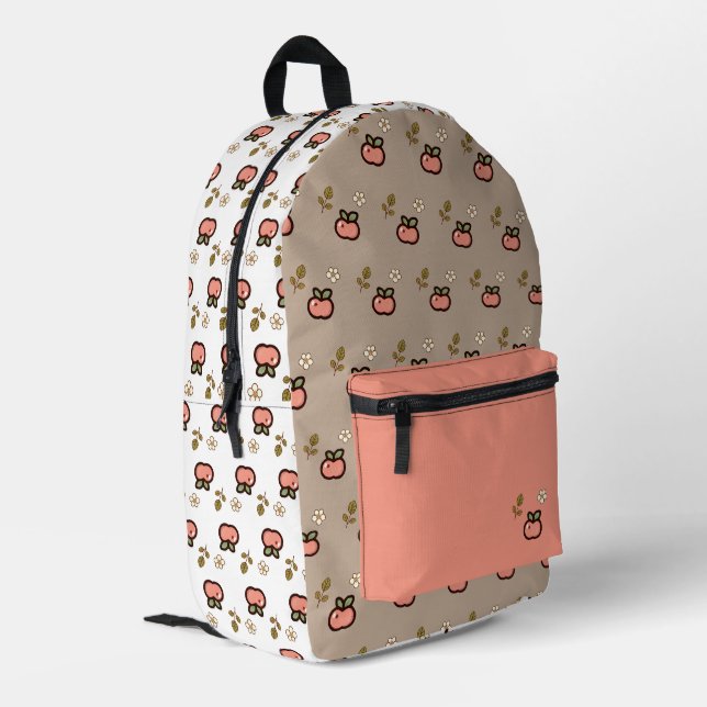 Tiny latte pink apple harvest  bedruckter rucksack (Rückseitige Ecke links)