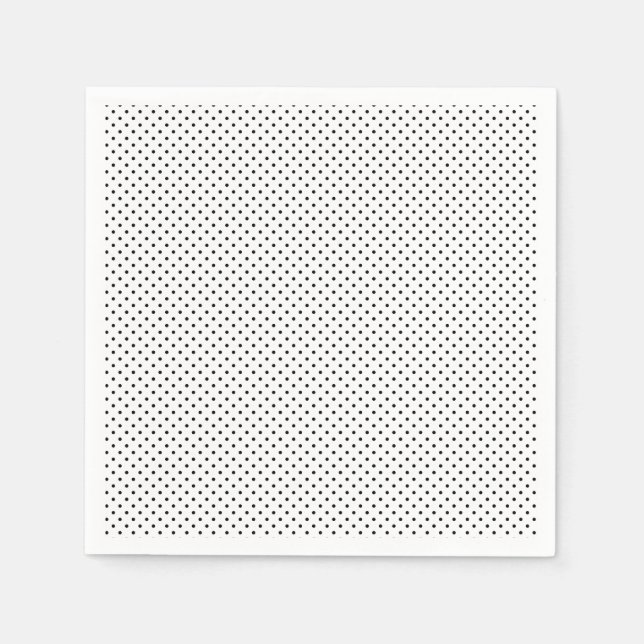 Tiny Little Polka Dots Schwarz-Weiß Serviette (Vorderseite)