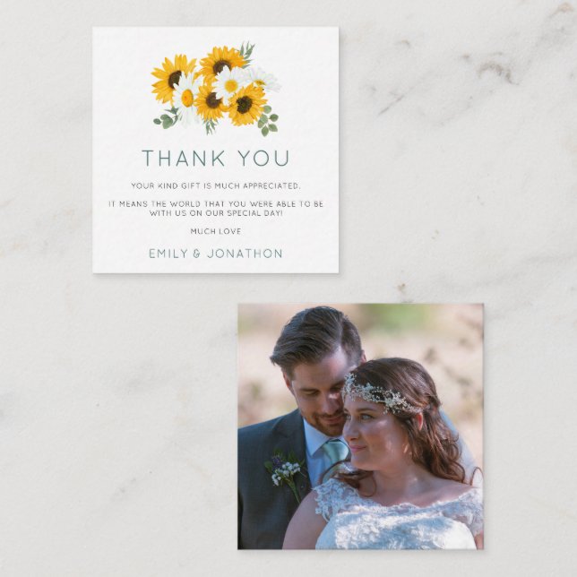TINY MINI SIZE Sonnenblumen Foto Hochzeit Vielen D Mitteilungskarte (Vorne/Hinten)