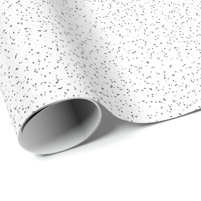 Tiny Monochrome Black, Gray & Cream Dots auf Weiß Geschenkpapier (Rolleneckpunkt)