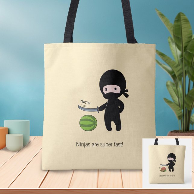 Tiny Ninja Cutting Watermelon 2 Seiten Gelb Tasche (Von Creator hochgeladen)