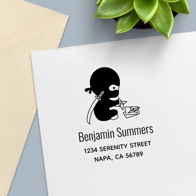 Tiny Ninja Folding Origami Star Address Permastempel (Von Creator hochgeladen)