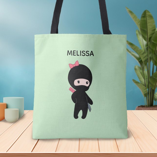 Tiny Ninja Girl Individuelle Name auf Green Tasche (Von Creator hochgeladen)