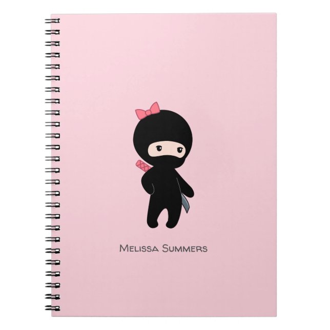 Tiny Ninja Girl Individuelle Name auf Pink Notizblock (Vorderseite)