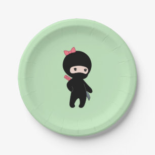 Tiny Ninja Girl on Green Pappteller