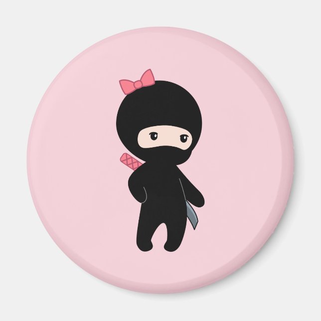 Tiny Ninja Girl on Pink Magnet (Vorne)