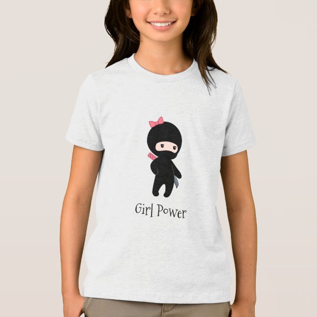 Tiny Ninja Girl Quote - Girl-Power Tri-Blend Shirt (Vorderseite)