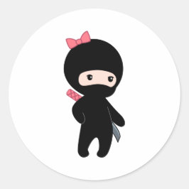 Tiny Ninja Girl Runder Aufkleber