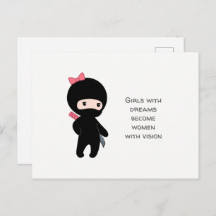Tiny Ninja Girl Zitat Postkarte