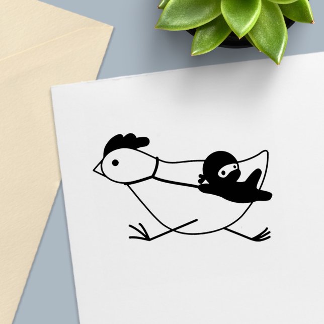 Tiny Ninja Holding Running Chicken Permastempel (Von Creator hochgeladen)