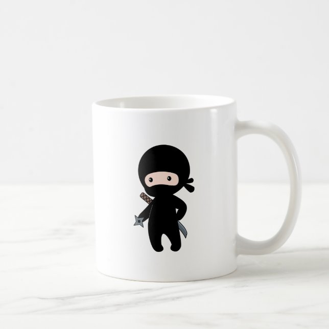 Tiny Ninja Holding Throwing Star Kaffeetasse (Rechts)
