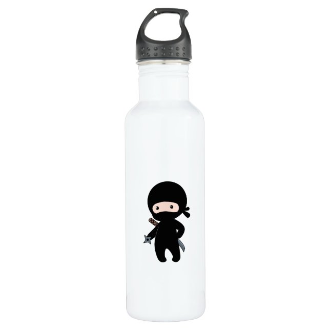 Tiny Ninja Holding Throwing Star Trinkflasche (Vorderseite)