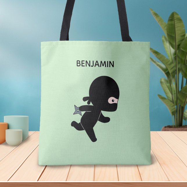 Tiny Ninja Running Individuelle Name auf Green Tasche (Von Creator hochgeladen)