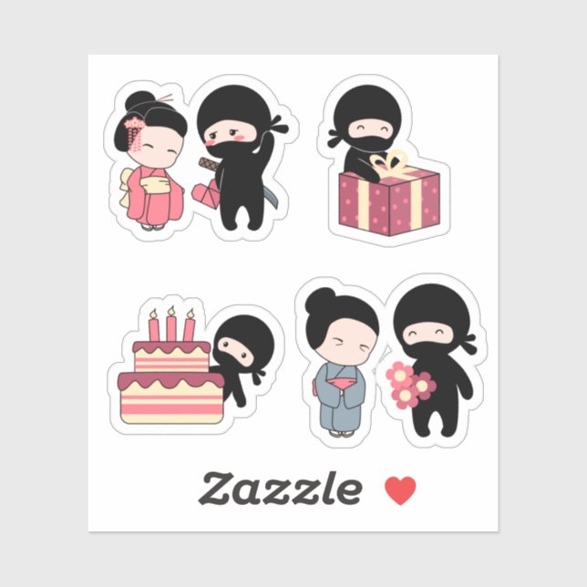 Tiny Ninja Set 5 Aufkleber (Blatt)