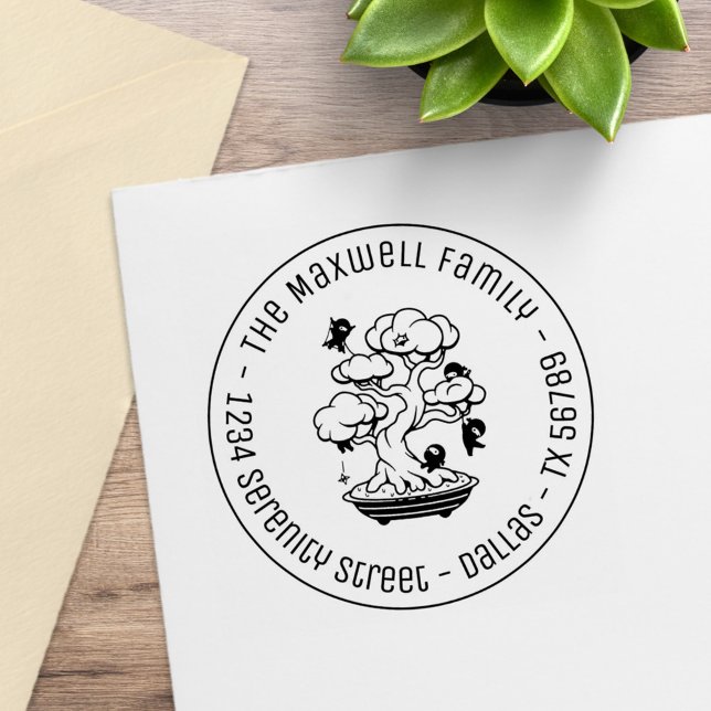 Tiny Ninjas in Bonsai Tree Familienadresse Runde 2 Gummistempel (Von Creator hochgeladen)