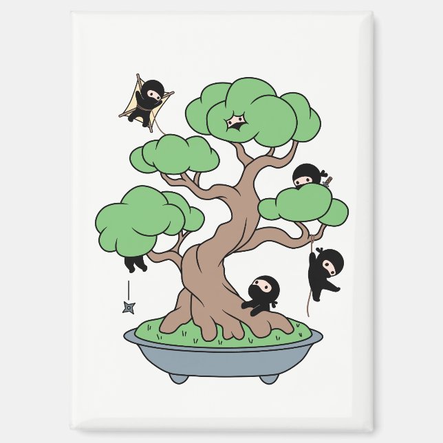 Tiny Ninjas in Bonsai Tree Magnet (Vorderseite)