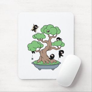 Tiny Ninjas in Bonsai Tree Mousepad