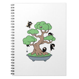 Tiny Ninjas in Bonsai Tree Notizblock
