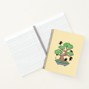 Tiny Ninjas in Bonsai Tree on Yellow Notizbuch
