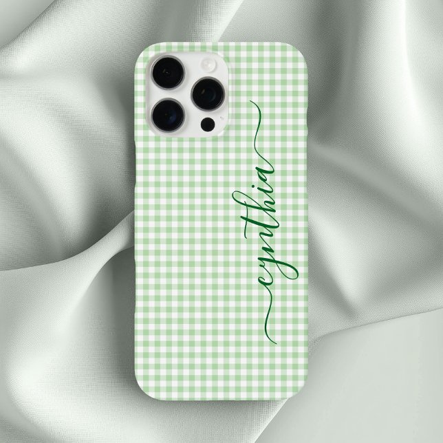 Tiny Pale Green Gingham Signature iPhone 16 Pro Max Hülle (Tiny Pale Green Gingham Signature Case-Mate iPhone Case)