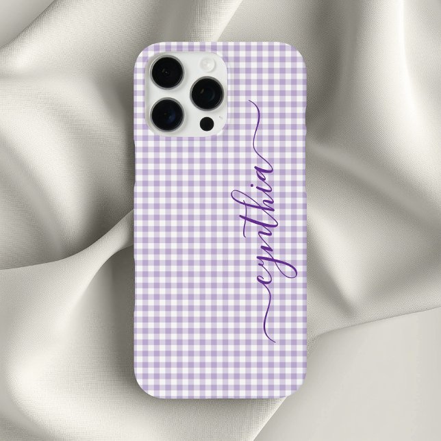 Tiny Pale Lila Gingham Signature iPhone 16 Pro Max Hülle (Tiny Pale Purple Gingham Signature Case-Mate iPhone Case)