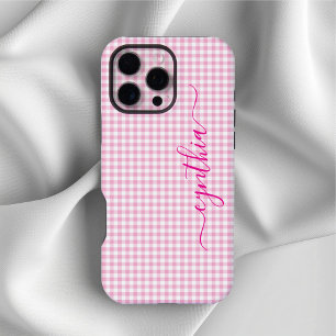 Tiny Pale Pink Gingham Signature iPhone 16 Pro Max Hülle