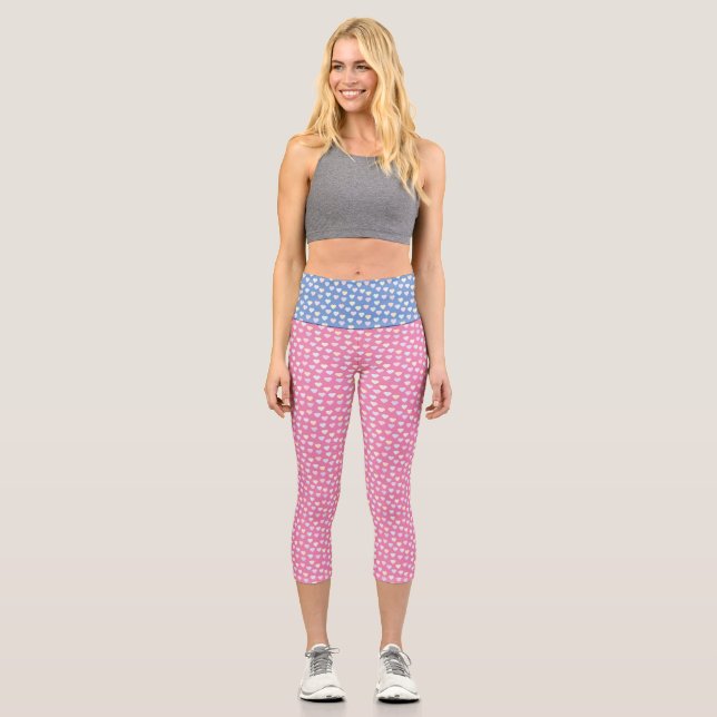 Tiny Pastel Hearts Capri Leggings (Vorderseite)