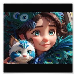 "Tiny Paws, Big Liebe: Girl mit ihrem Furry Friend Fotodruck