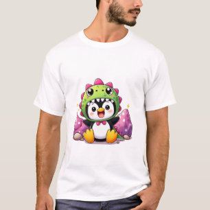 Tiny Penguin in einem kostbaren Dinosaurier-Kostüm T-Shirt
