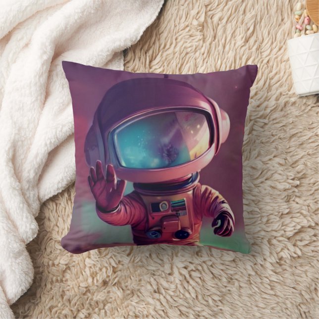 Tiny Pink Alien Kissen (Decke)