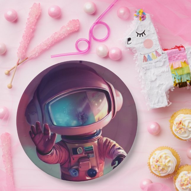 Tiny Pink Alien Pappteller (Party)