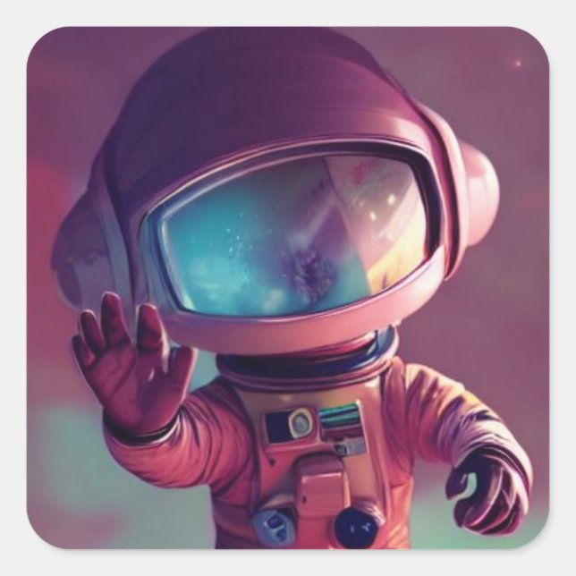 Tiny Pink Alien Quadratischer Aufkleber (Vorderseite)