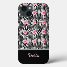 Tiny Pink and Gray Rose Pattern auf schwarzen Wirb