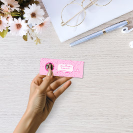 Tiny Pink and White Hearts Liebe Coupons mit Foto Mini Visitenkarte