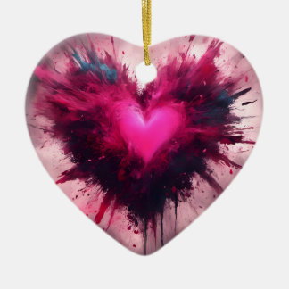 Tiny Pink Heart Keramik Ornament
