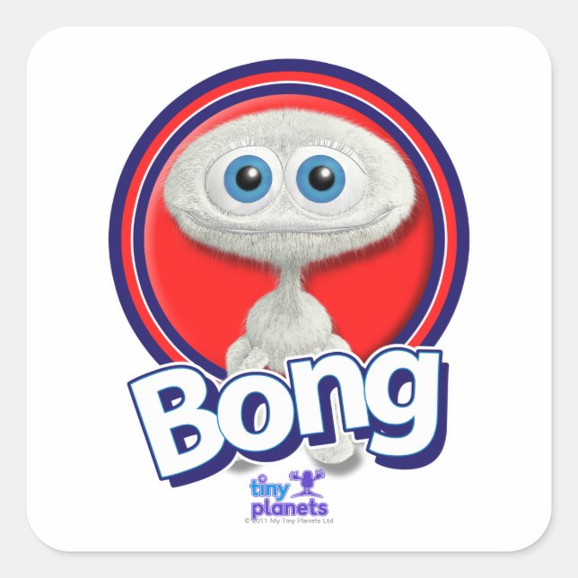 Tiny Planets Bong - Was? Quadratischer Aufkleber (Vorderseite)
